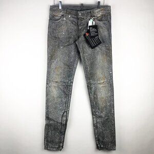 NWT Rare Y2K DSquared Rhinestone Glitter Jeans Women's US 8 | Euro 44 Grey Wash